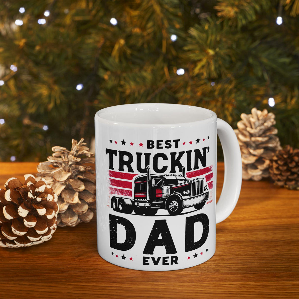 Best Trucking Dad Ever Ceramic Mug, Father's Day Gift, Gift for Truck Driver, Coffee Cup, Trucking Gift, Truck Driver Mug