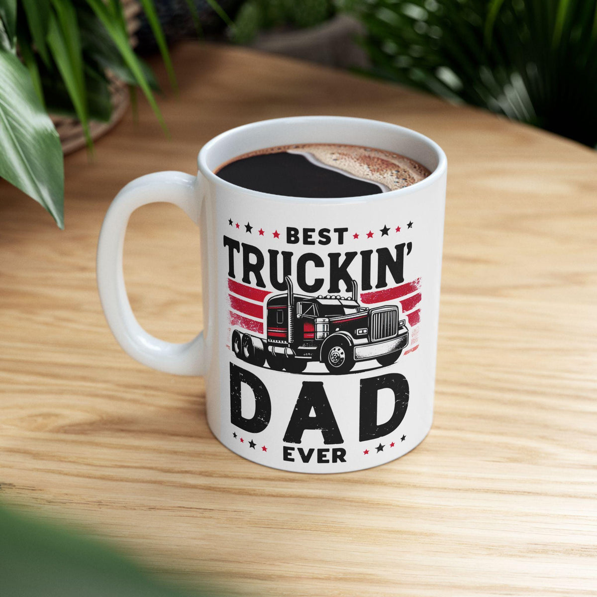 Best Trucking Dad Ever Ceramic Mug, Father's Day Gift, Gift for Truck Driver, Coffee Cup, Trucking Gift, Truck Driver Mug