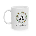 Floral Initial Ceramic Mug: Personalized Daisy Coffee Cup