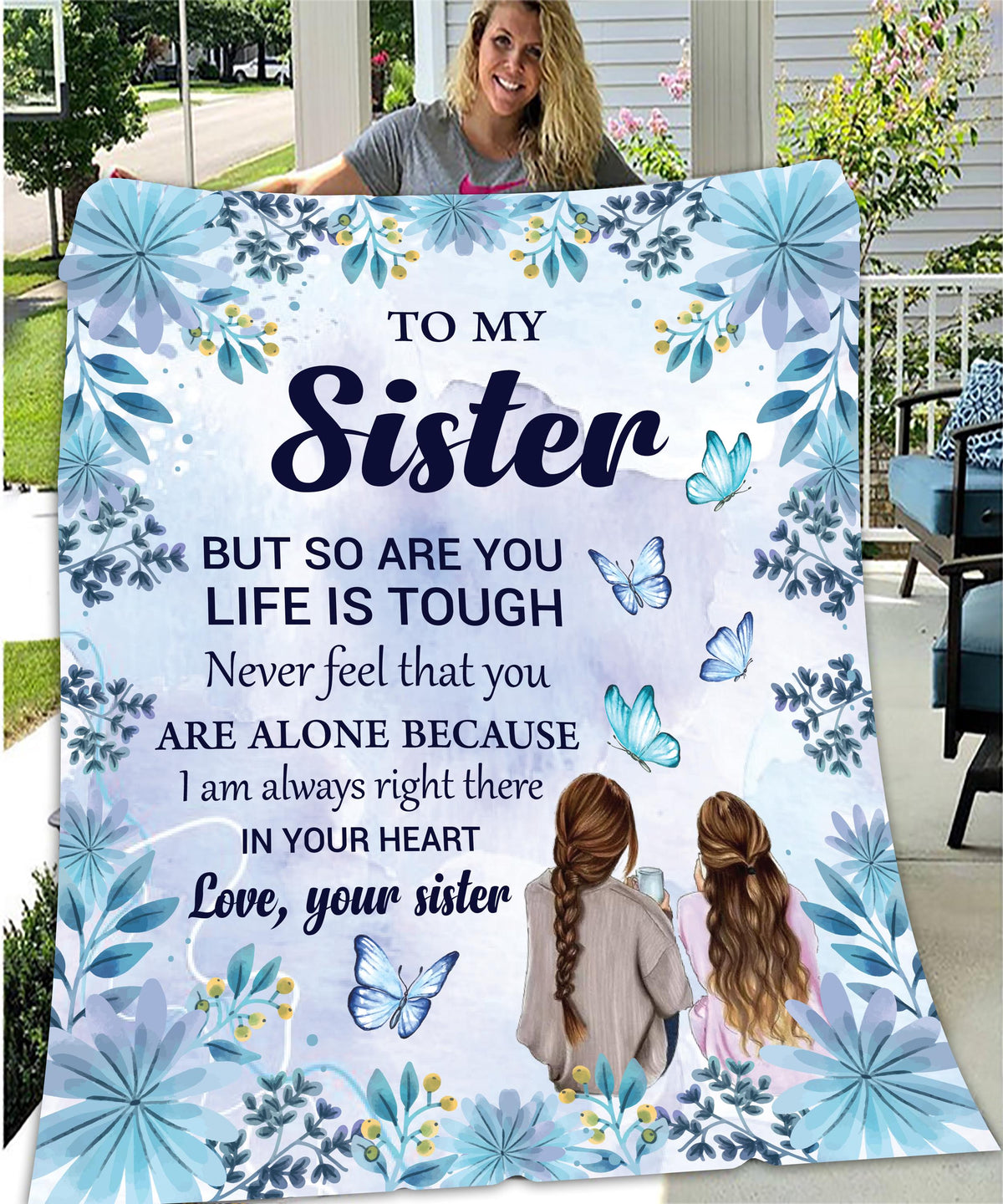 Sisterly Love Velveteen Plush Blanket, Cozy Gift for Sisters, Inspirational Throw Blanket, Birthday Gift, Heartwarming Home Decor