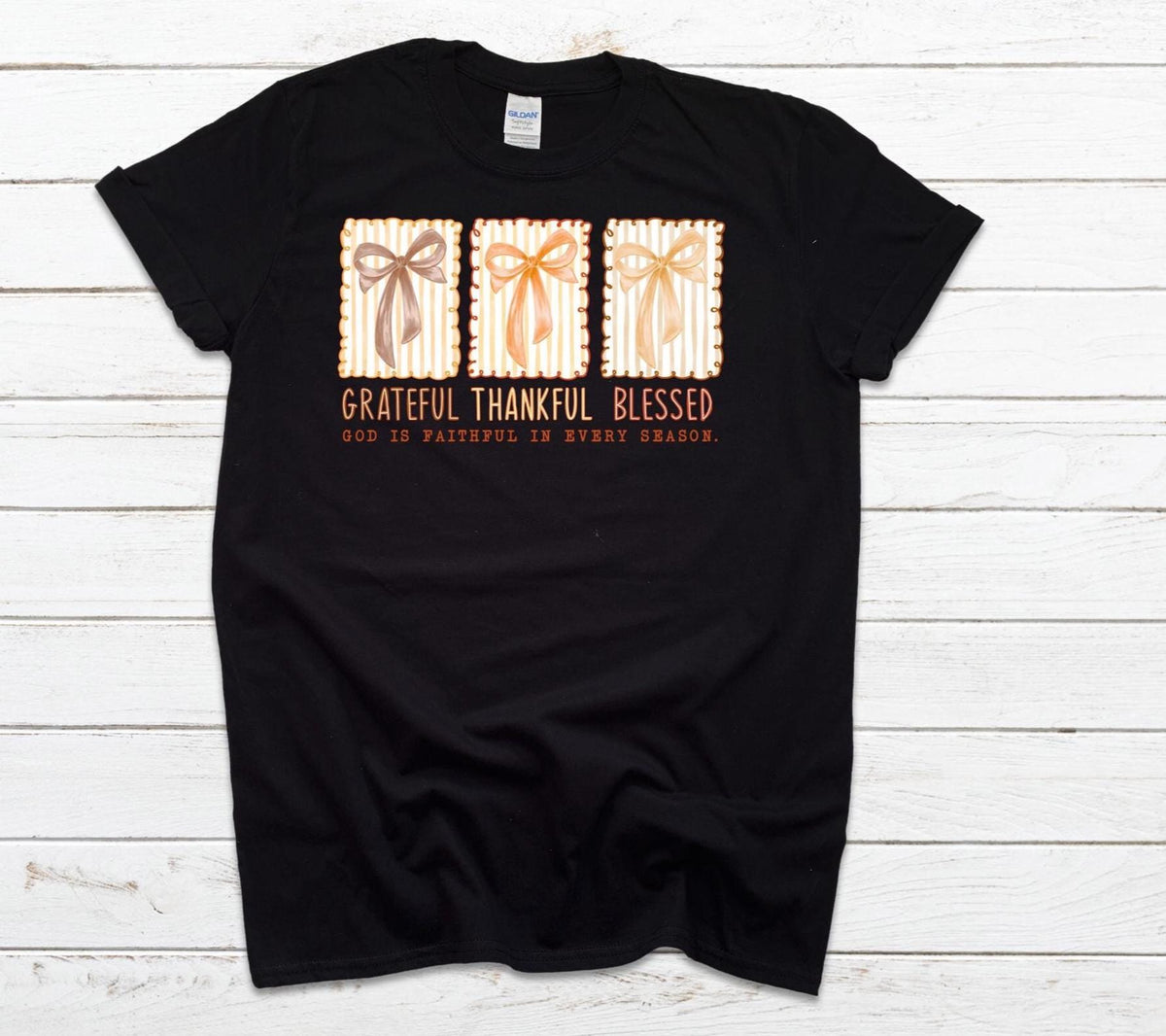 Grateful Thankful Blessed T-Shirt: Inspirational Christian Fall Tee