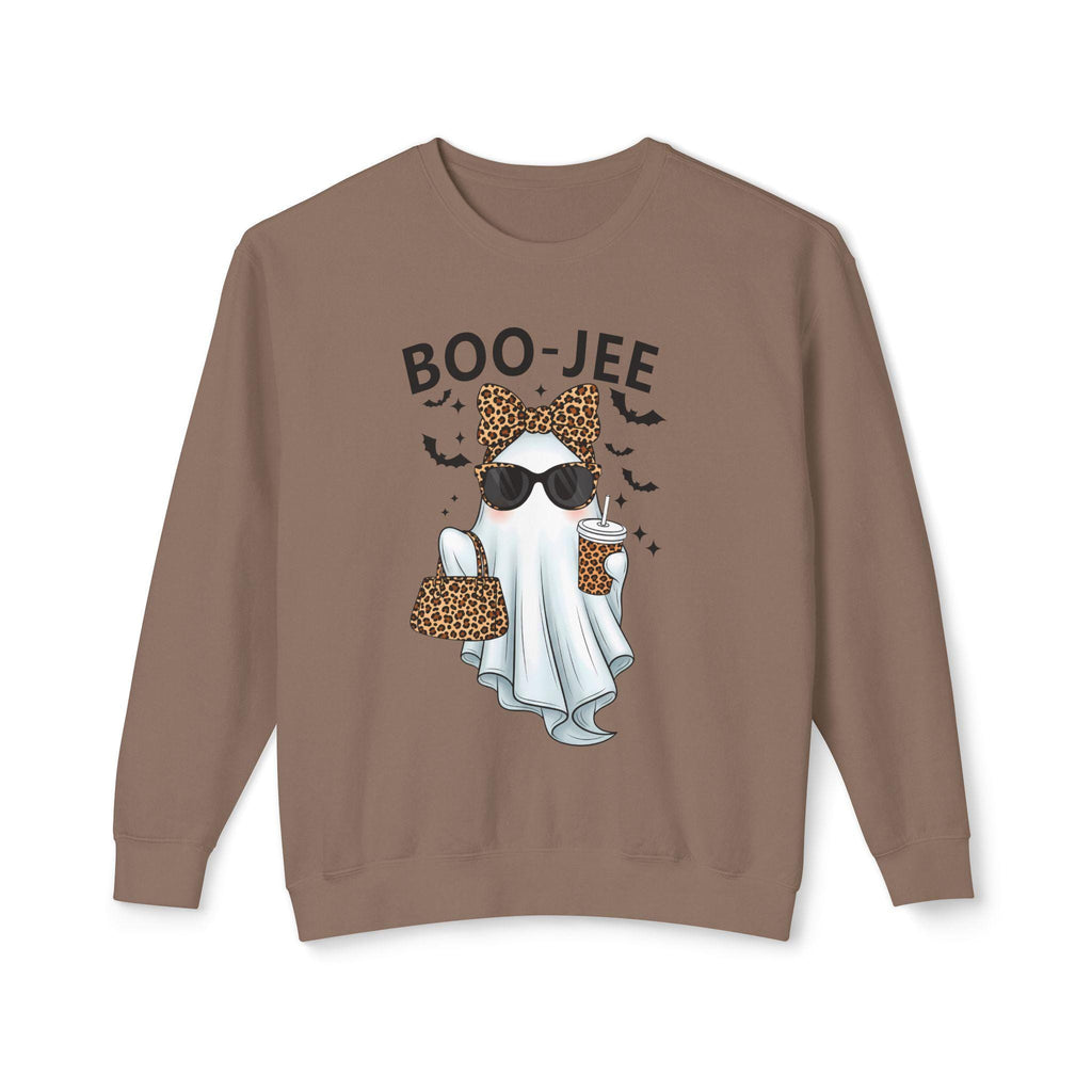 Boo-Jee Ghost Lightweight Crewneck Sweatshirt, Halloween Fashion, Cozy Fall Apparel, Ghost Lover Gift, Seasonal Style