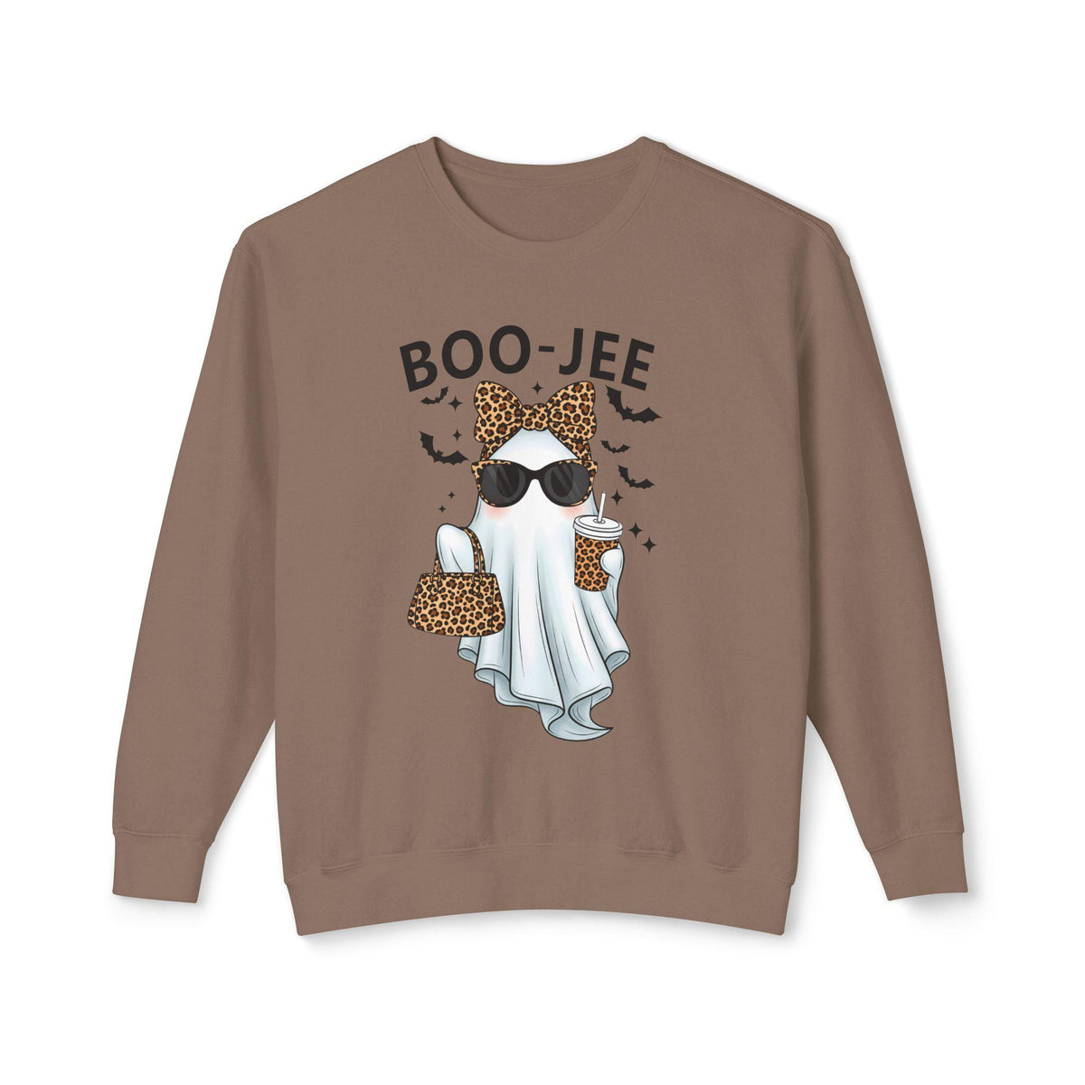 Boo-Jee Ghost Lightweight Crewneck Sweatshirt, Halloween Fashion, Cozy Fall Apparel, Ghost Lover Gift, Seasonal Style