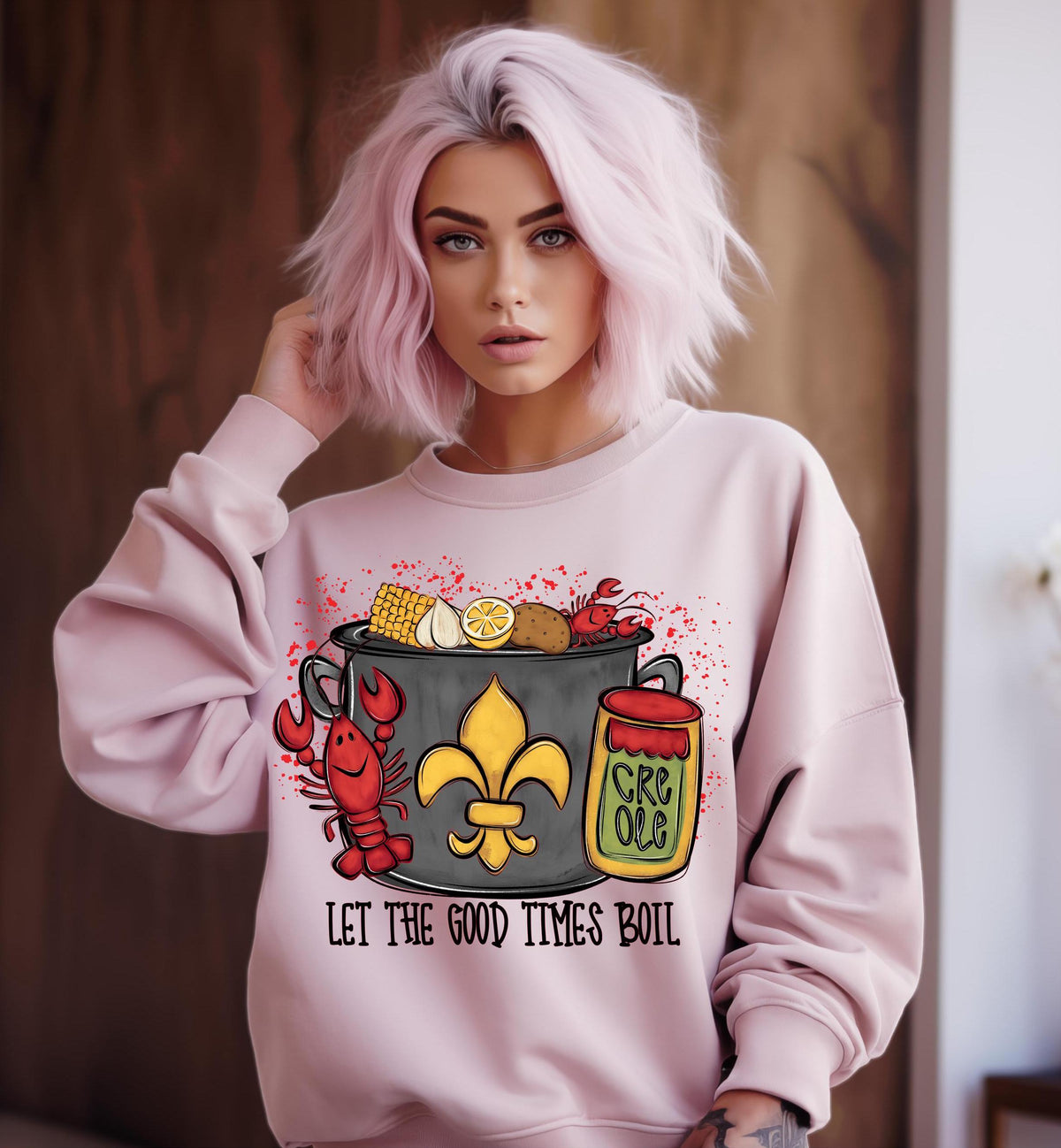 Crawfish Boil Sweatshirt: Hand-Drawn Louisiana Apparel