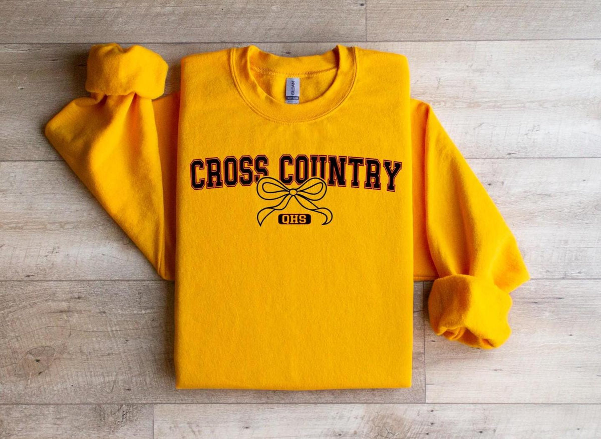 Personalized Cross Country Sweatshirt: School Letters, Coquette Bow