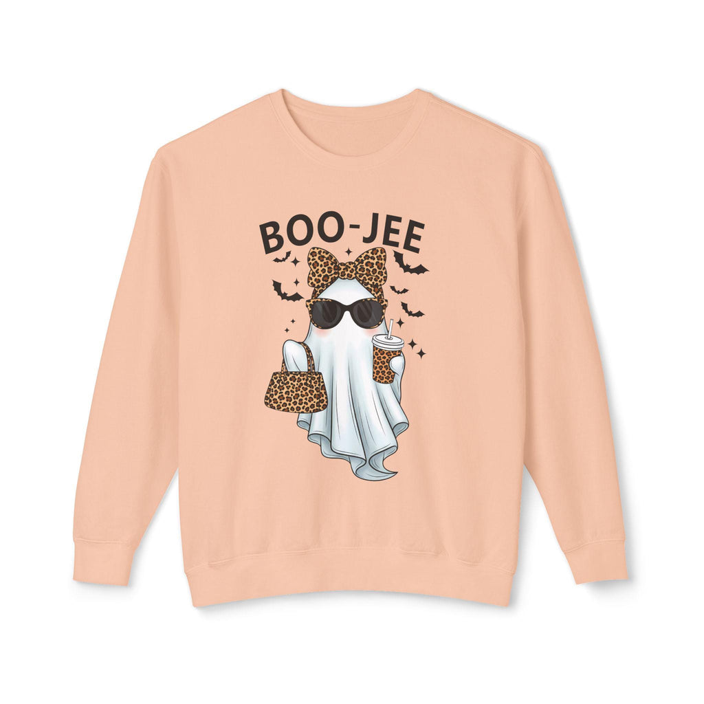 Boo-Jee Ghost Lightweight Crewneck Sweatshirt, Halloween Fashion, Cozy Fall Apparel, Ghost Lover Gift, Seasonal Style