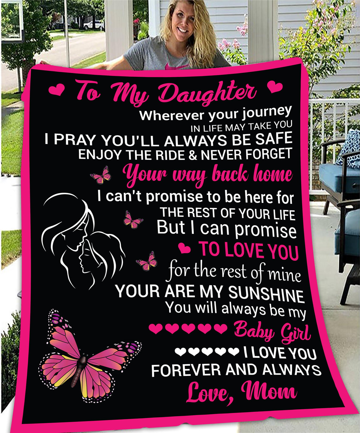 Personalized Daughter's Velveteen Plush Blanket, Cozy Gift, Inspirational Keepsake, Mother's Day, Birthday Present, Home Decor