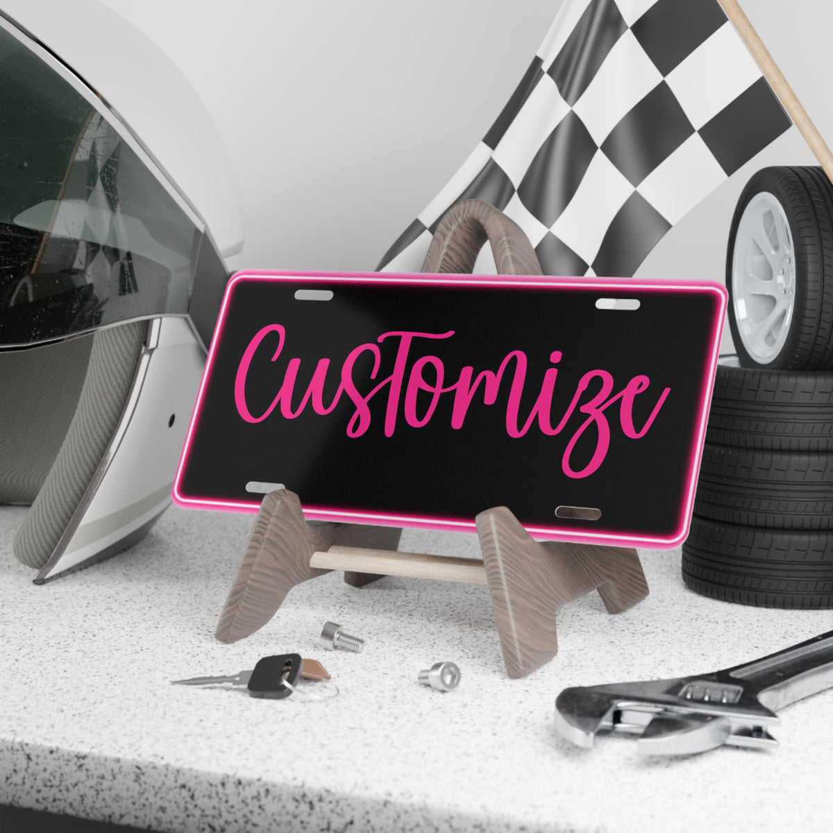 Custom Pink Script Vanity Plate, Personalized license plate, Design your own plates
