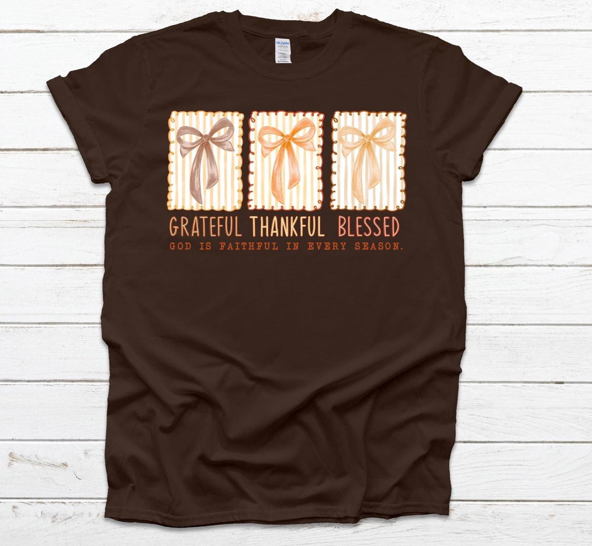 Grateful Thankful Blessed T-Shirt: Inspirational Christian Fall Tee