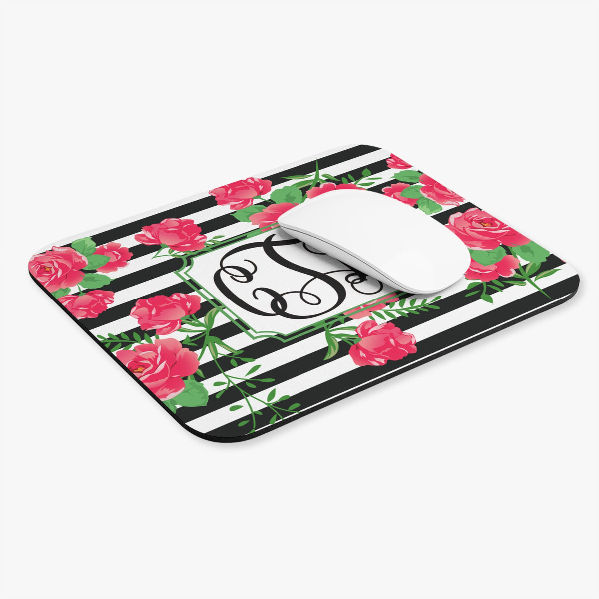 Floral Monogram Mouse Pad - Personalized Desk Accessory, Elegant Gift, Home Office Decor, Computer Mouse Mat, Office Supplies