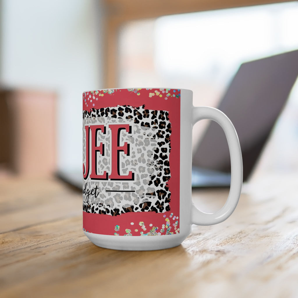 Boujee On A Budget Mug | Pink Leopard Pattern, coffee cup for girl
