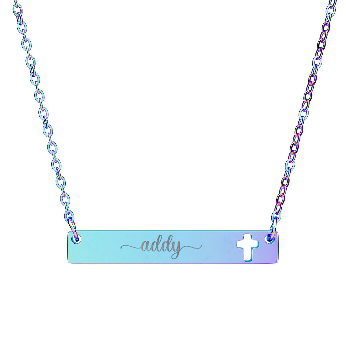 Cutout Cross Bar Necklace (Engraving)