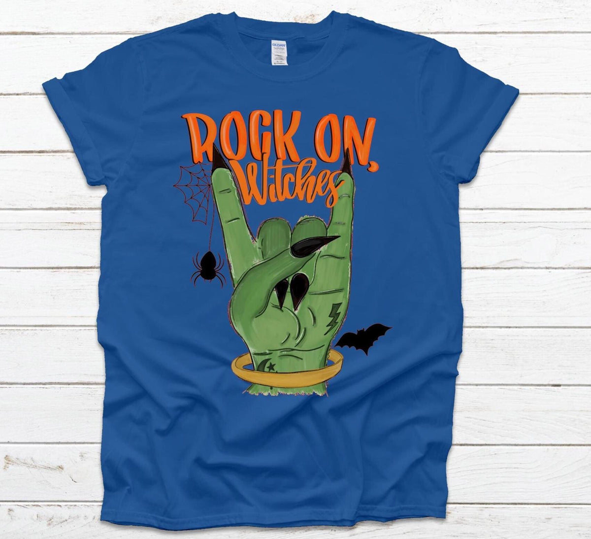 Rock On Witches Halloween Shirt: Spooky Season Polyester Tee