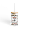 Badass Bessie quote Sipper Glass | 16oz tumbler with straw, heart leopard confetti design