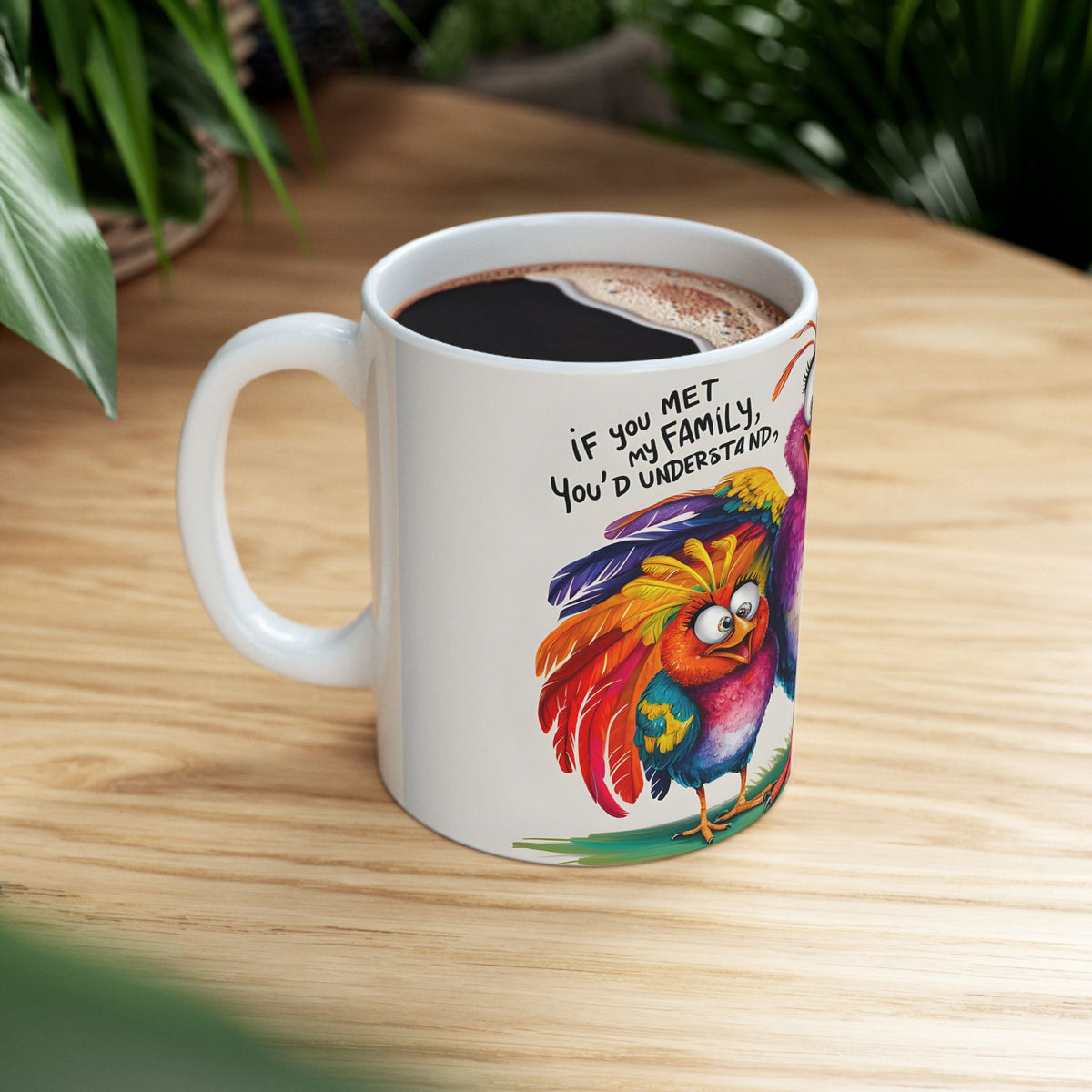 Colorful Silly Birds Mug | Whimsical Cartoon Bird Illustration Ceramic Mug