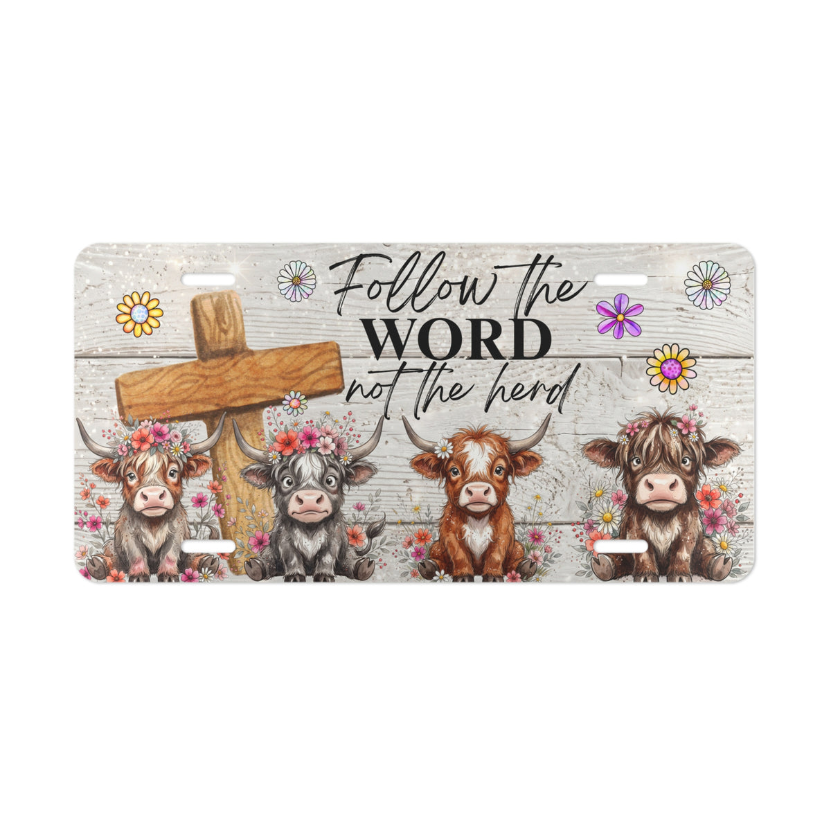 Follow the Word not the Herd Vanity Plate | Cow Cross Farmhouse License Plate