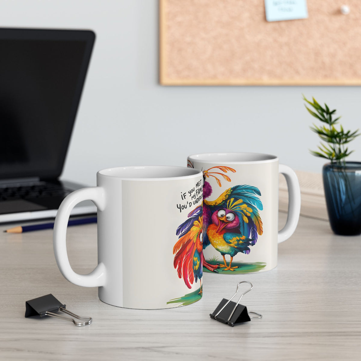 Colorful Silly Birds Mug | Whimsical Cartoon Bird Illustration Ceramic Mug