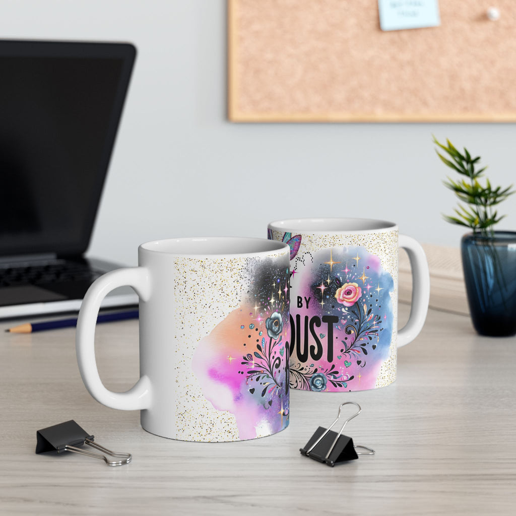 Powered By Bitchdust Mug | Fairy Silhouette, Glitter Floral Coffee Cup