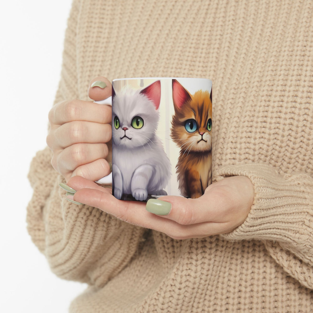 Cute Kittens Ceramic Mug | Cat Portraits Coffee Cup, Cat lover coffee cup