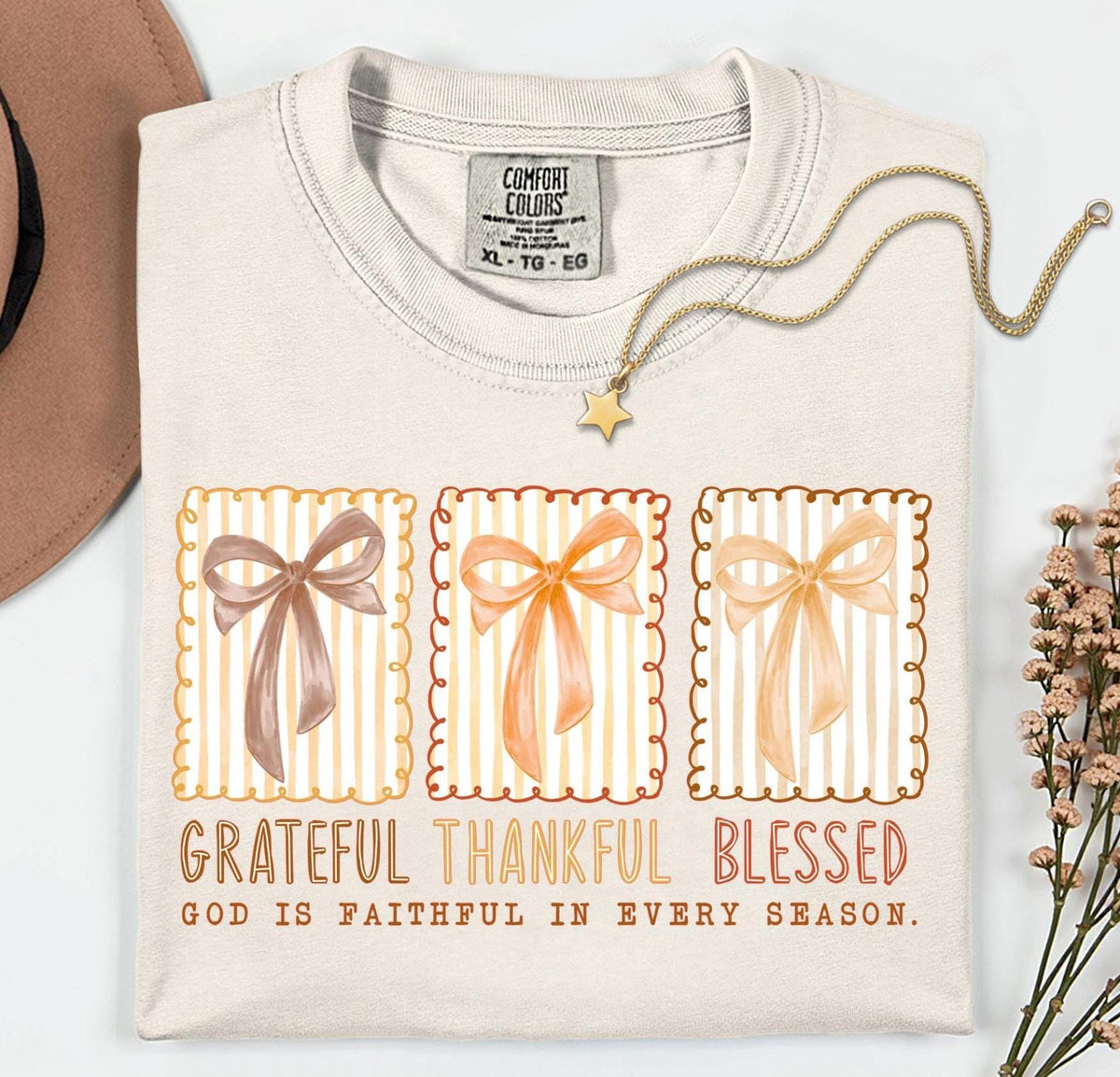 Comfort Colors Grateful Thankful Blessed Shirt: Fall Thanksgiving Tee