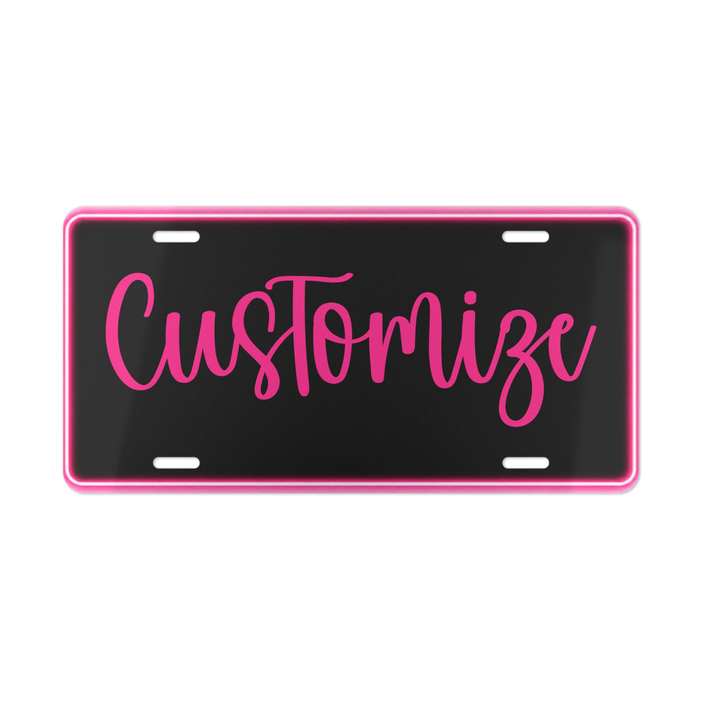Custom Pink Script Vanity Plate, Personalized license plate, Design your own plates