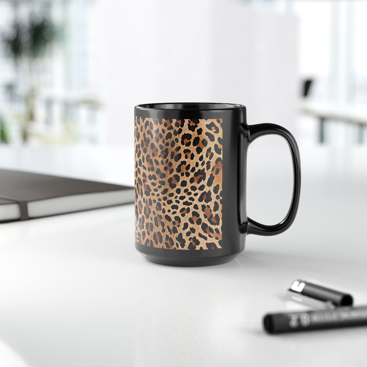 Leopard Print Coffee Mug | Black Ceramic Mug