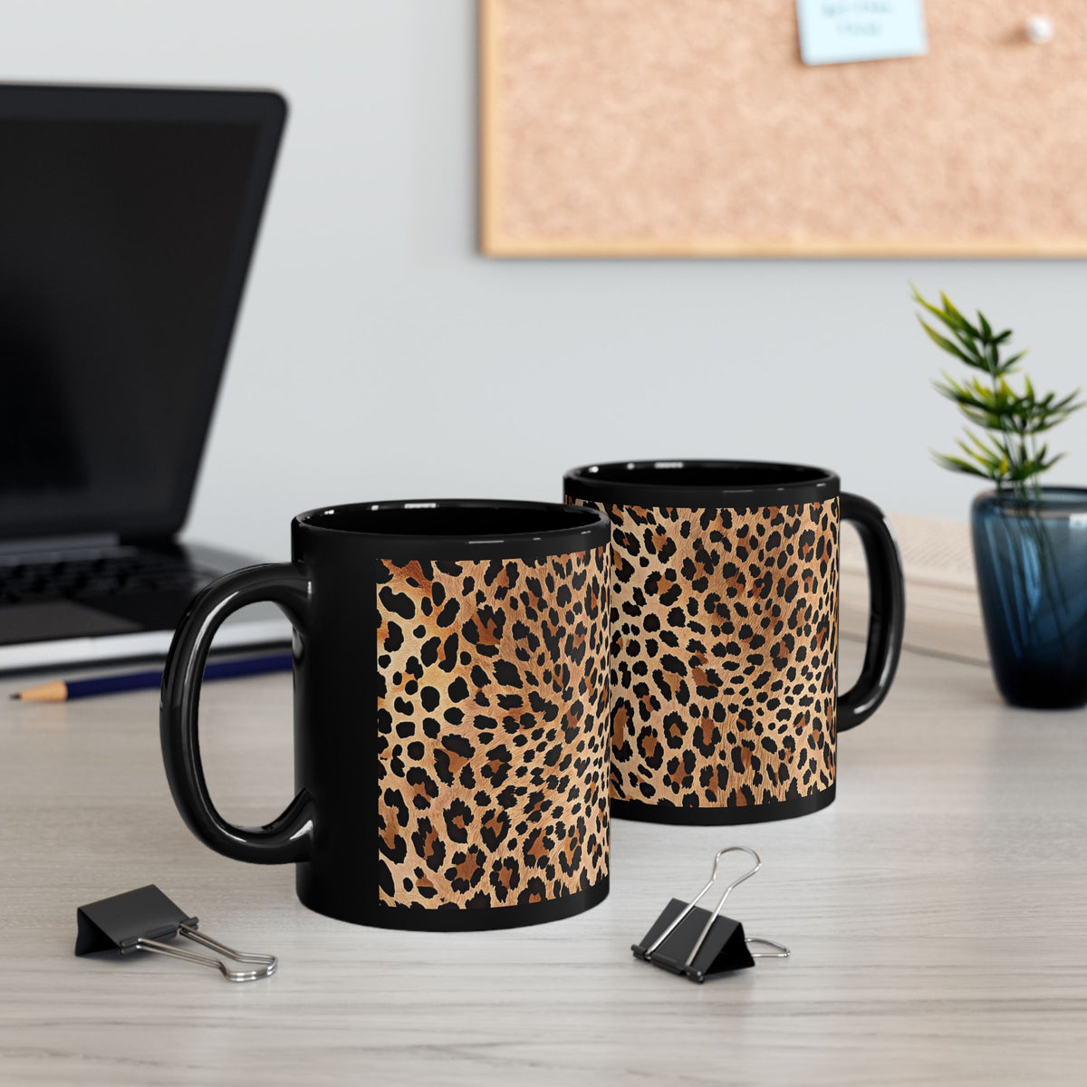 Leopard Print Coffee Mug | Black Ceramic Mug