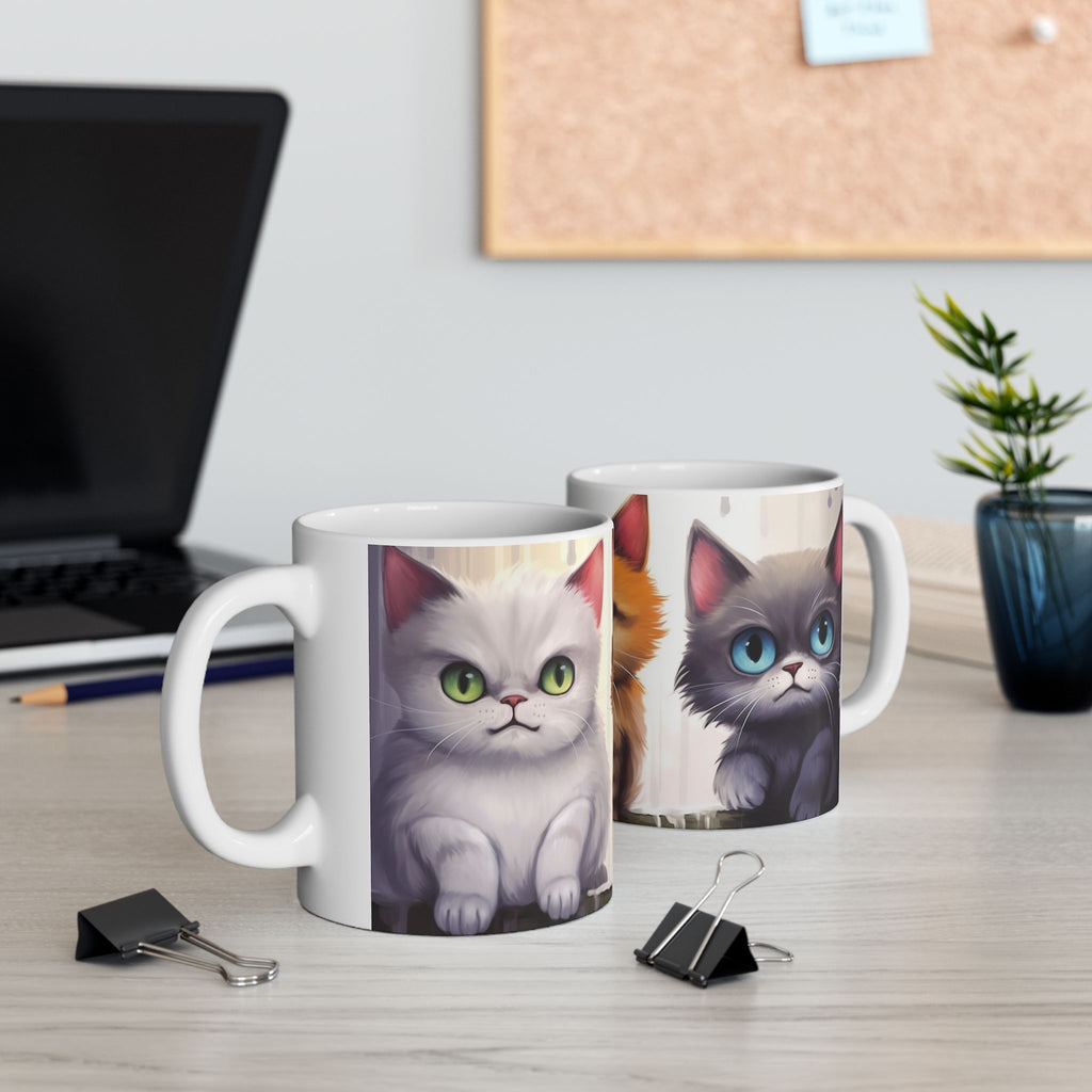 Cute Kittens Ceramic Mug | Cat Portraits Coffee Cup, Cat lover coffee cup