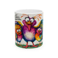 Colorful Silly Birds Mug | Whimsical Cartoon Bird Illustration Ceramic Mug
