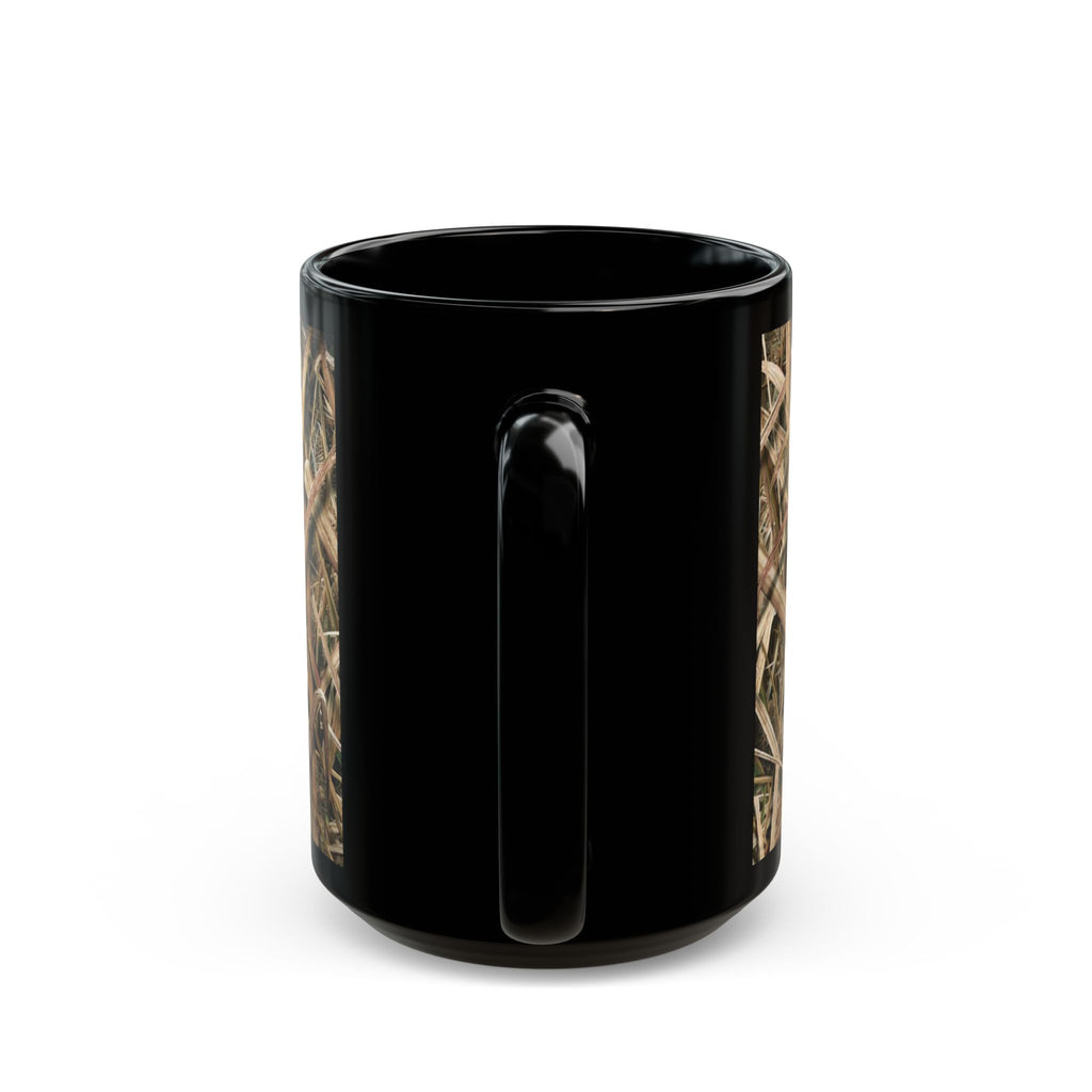 Three Labrador Retrievers with Duck and American Flag Mug | Black Ceramic Mug, duck hunter coffee cup, duck hunter gift