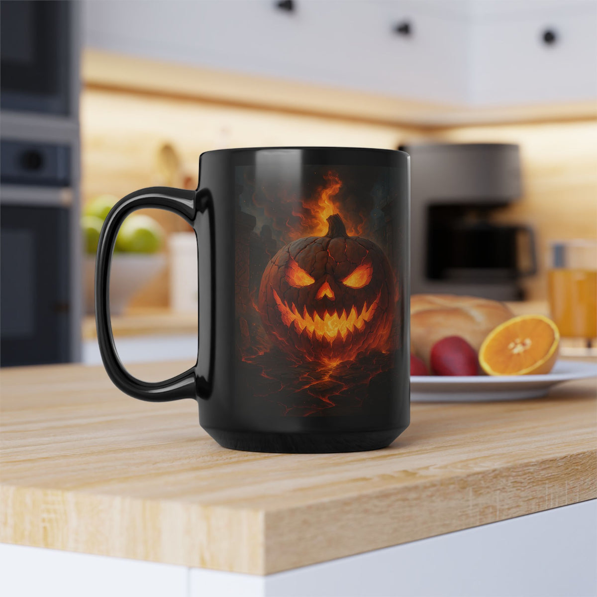 Jack O'Lantern Pumpkin Mug | Halloween Spooky Face Black Coffee Cup