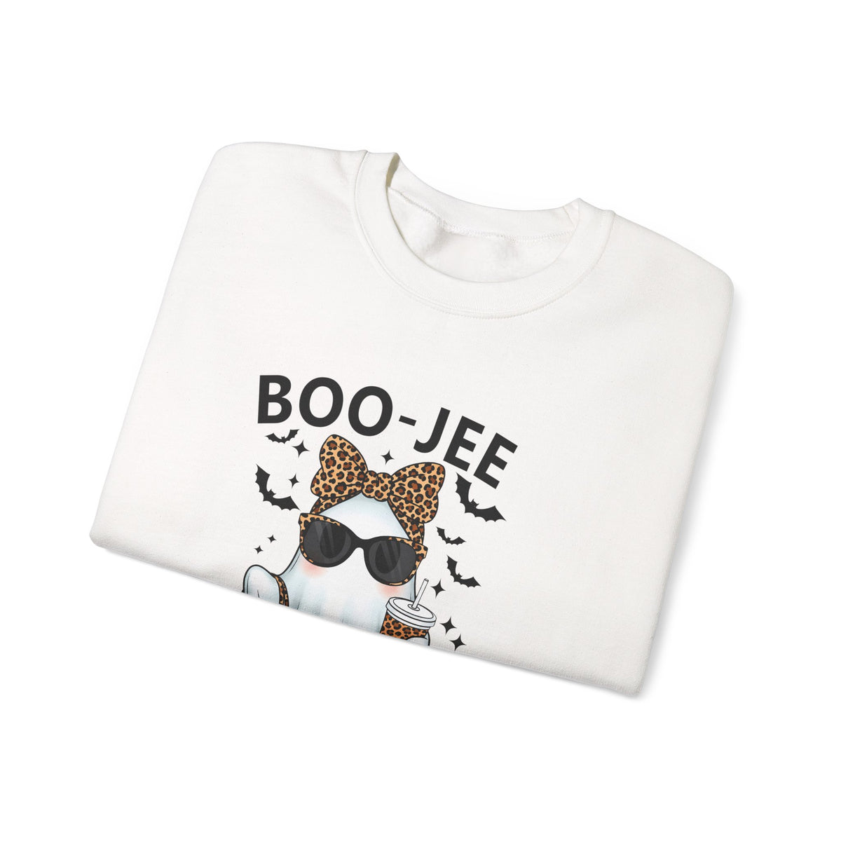 Boo-Jee Ghost Sweatshirt | Unisex Halloween Crewneck, Cozy Fall Fashion, Cute Ghost Design, Perfect for Parties, Spooky Season Gift