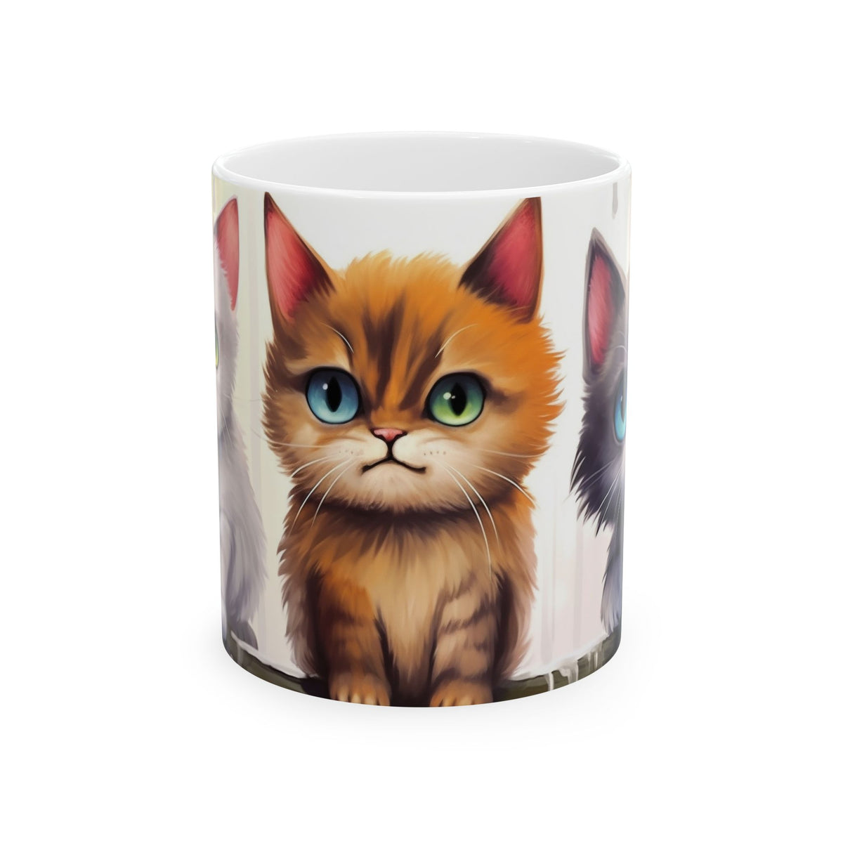 Cute Kittens Ceramic Mug | Cat Portraits Coffee Cup, Cat lover coffee cup