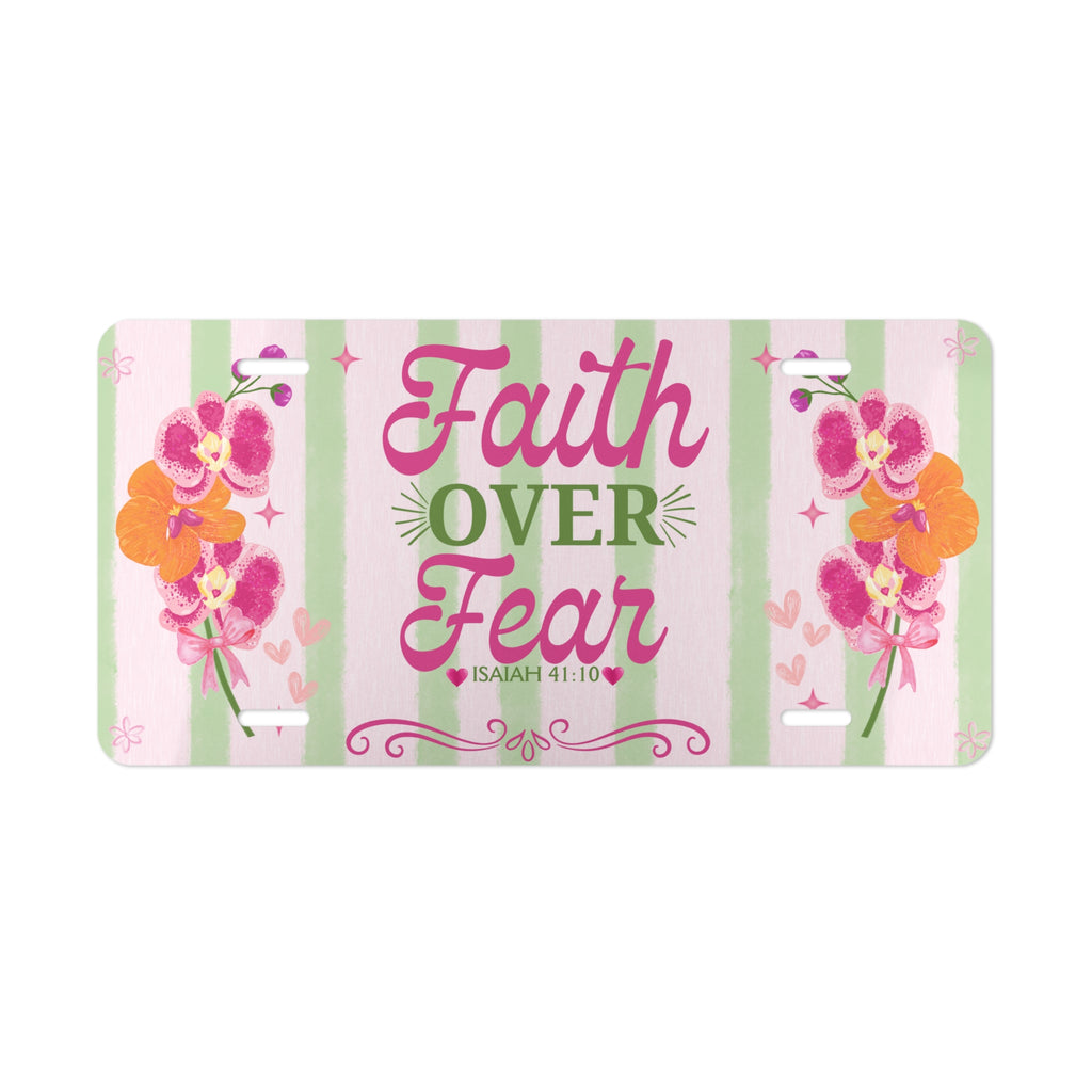 Faith Over Fear vanity plate | Floral stripes, Isaiah 41:10