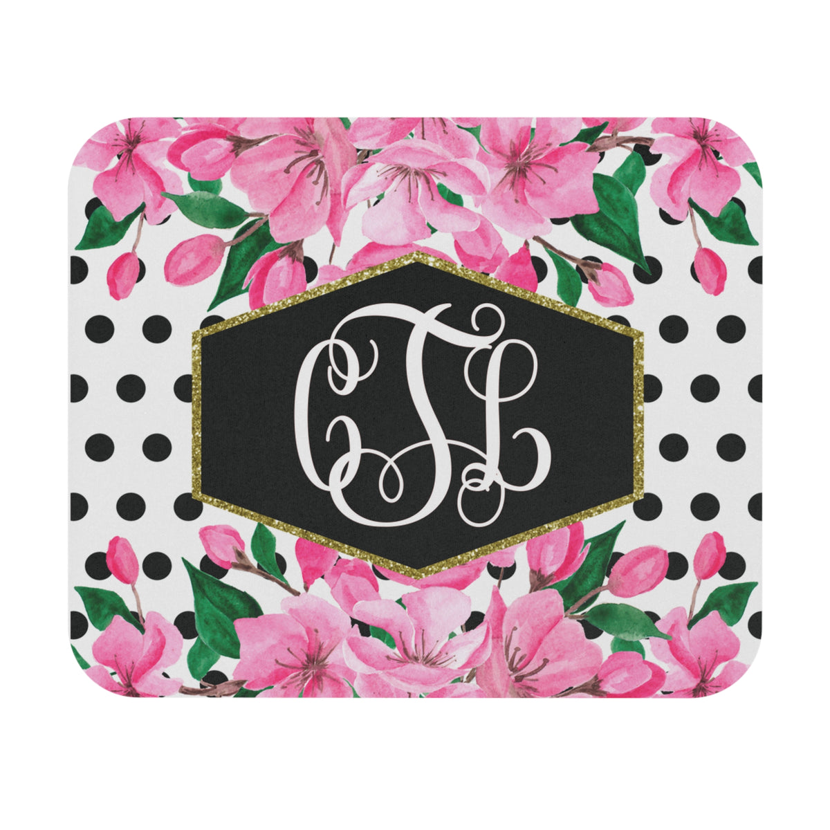 Floral Personalized Mouse Pad - Elegant Desk Accessory, Office Decor, Gift for Her, Floral Design, Custom Monogram