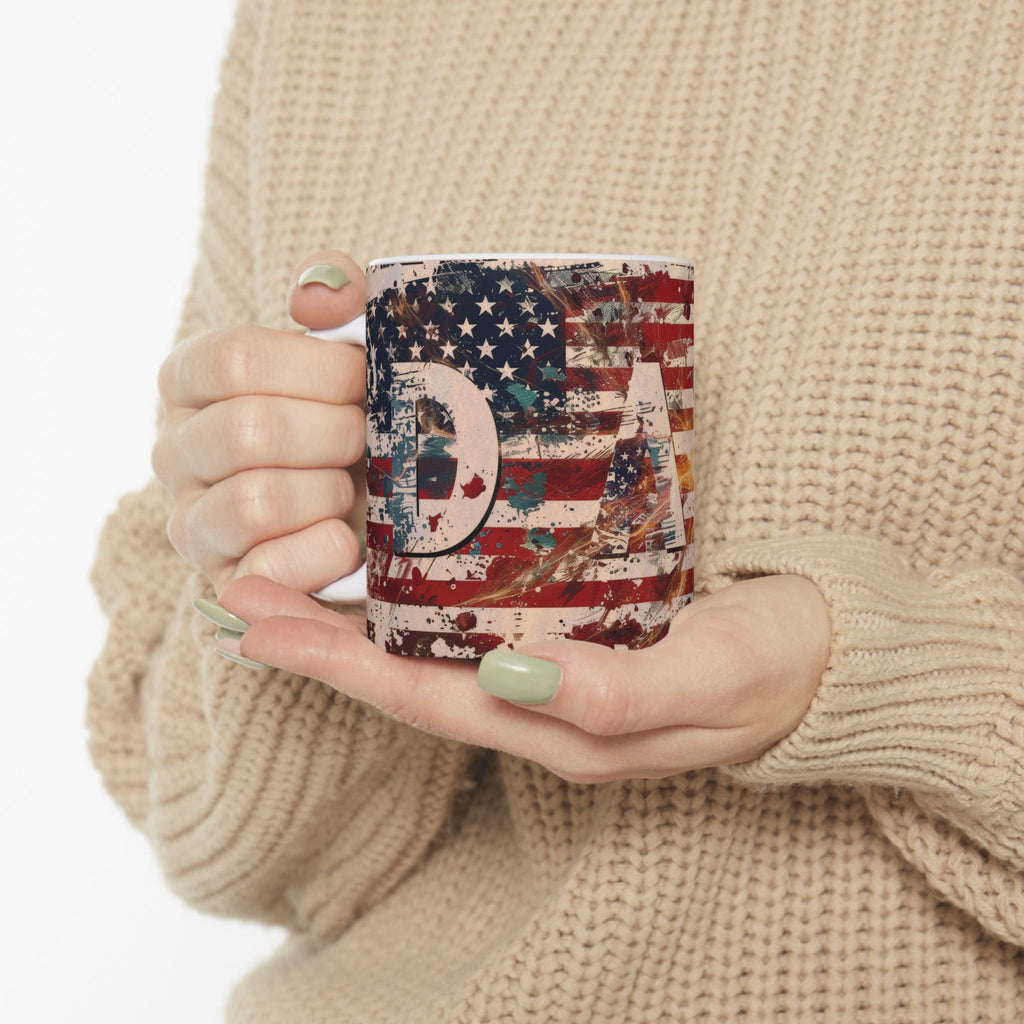 American Flag Wrench Mug | Patriotic Mechanic Garage Tool Coffee Cup, Dad coffee cup