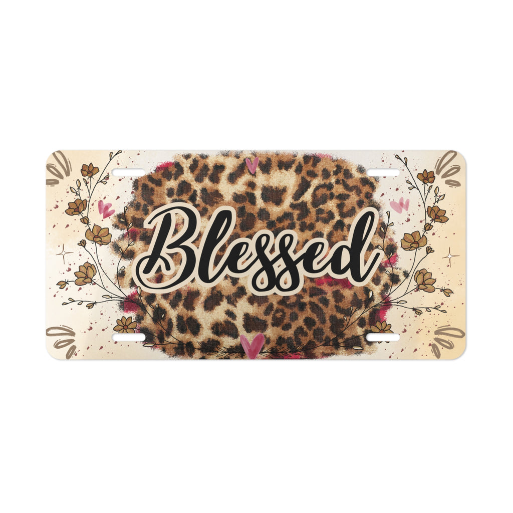 Blessed Leopard Floral Vanity Plate | Decorative License Frame