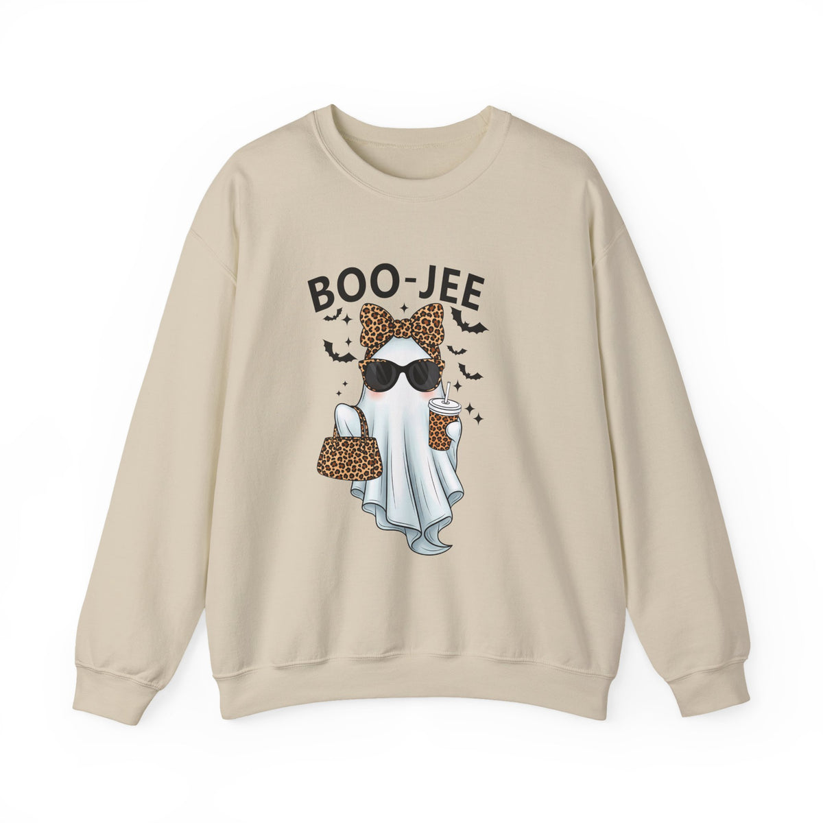 Boo-Jee Ghost Sweatshirt | Unisex Halloween Crewneck, Cozy Fall Fashion, Cute Ghost Design, Perfect for Parties, Spooky Season Gift