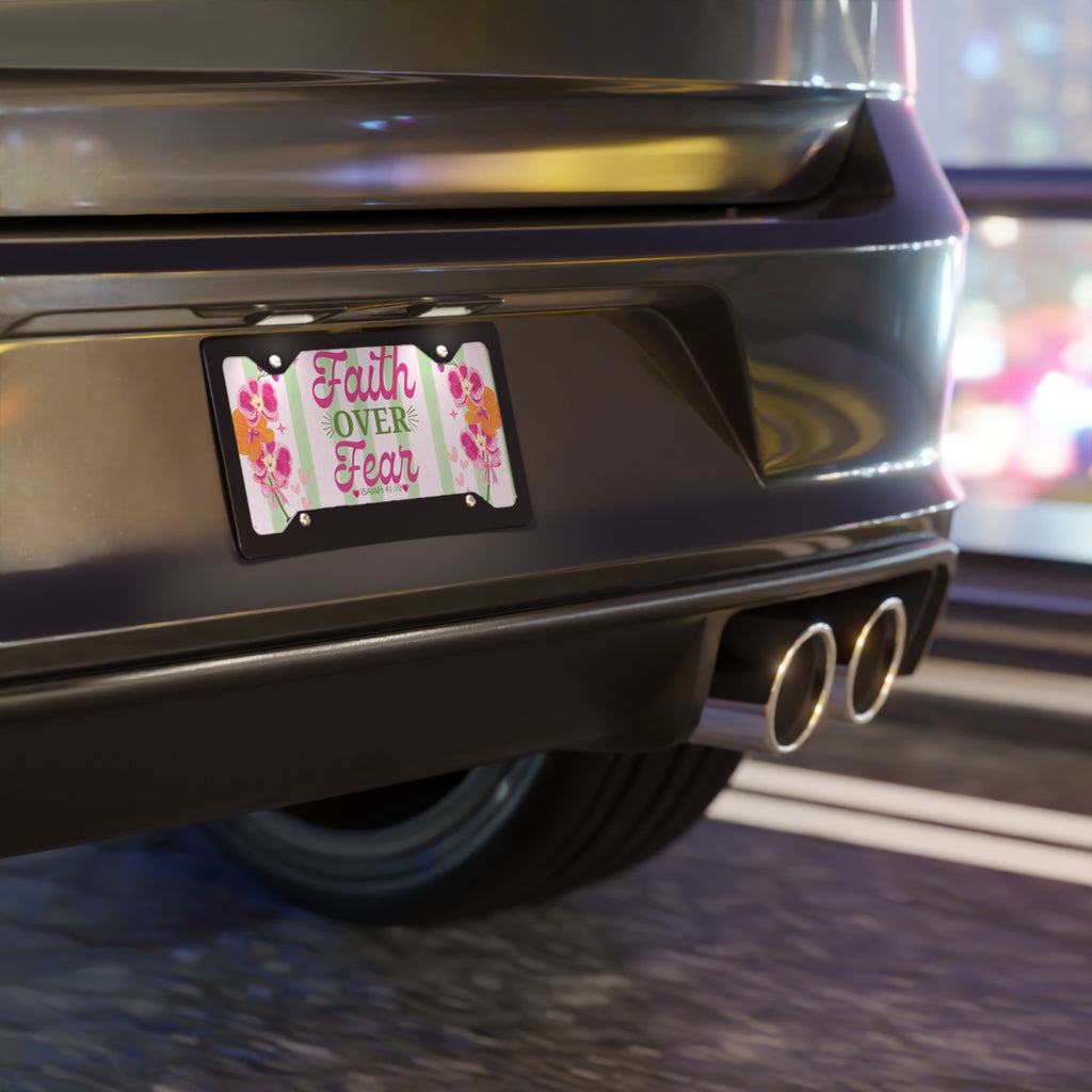Faith Over Fear vanity plate | Floral stripes, Isaiah 41:10