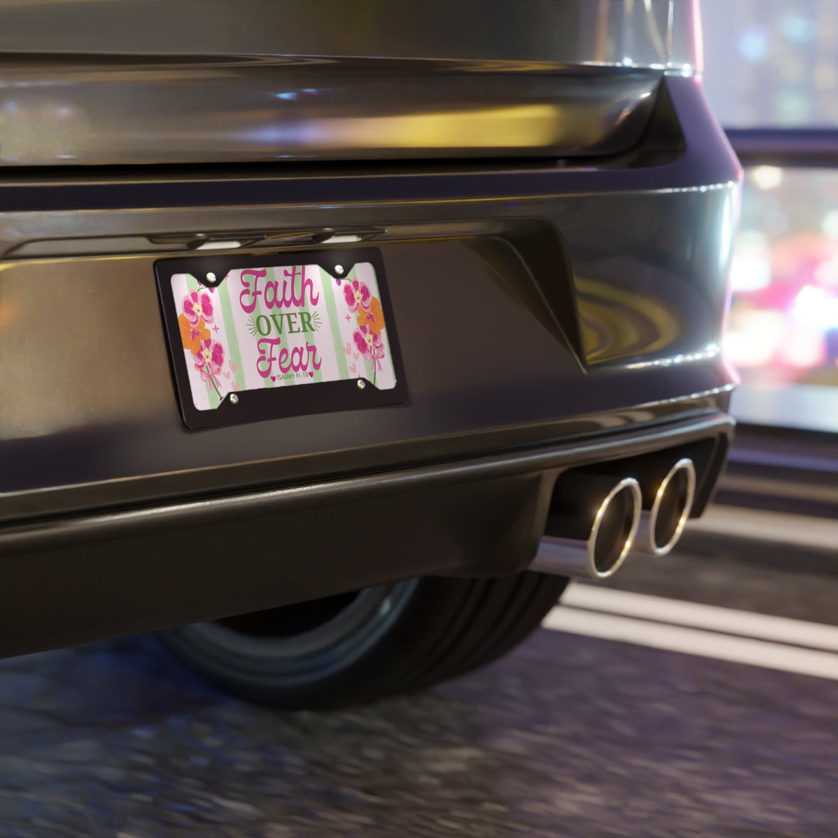 Faith Over Fear vanity plate | Floral stripes, Isaiah 41:10