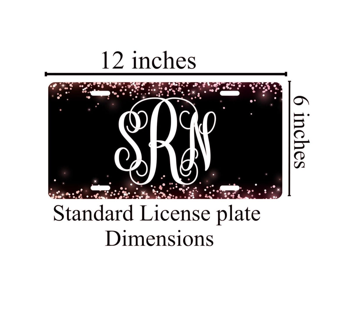 Black and Pink Glitter License Plate: Custom Monogram Car Decor