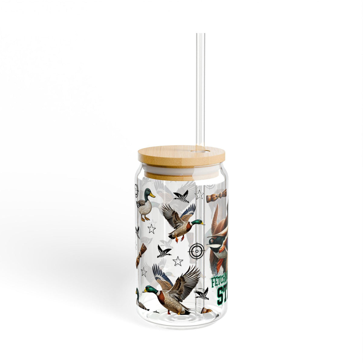 Duck Hunting Illustration Sipper Glass | 16oz, Gift for Duck hunter, Duck hunting gift