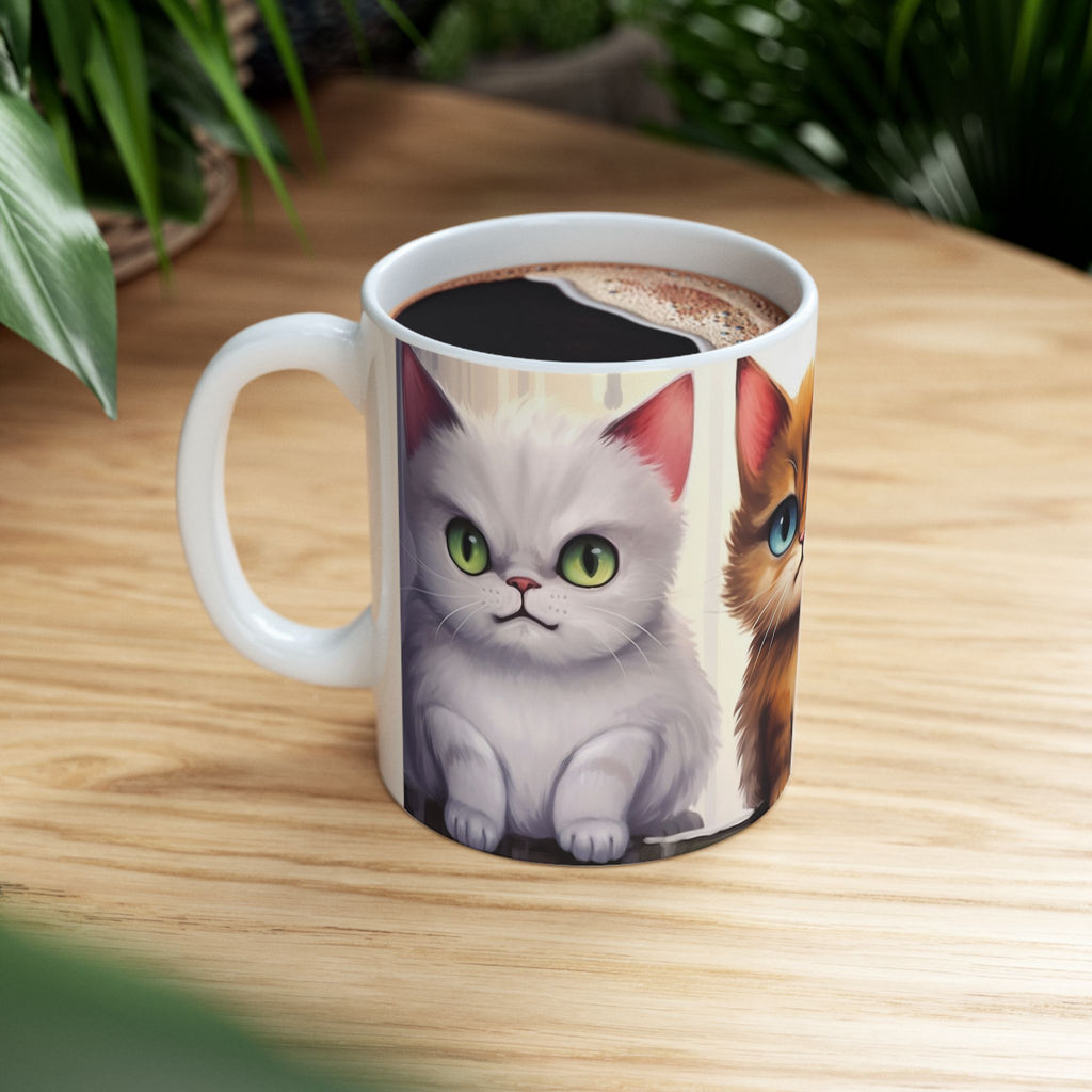 Cute Kittens Ceramic Mug | Cat Portraits Coffee Cup, Cat lover coffee cup