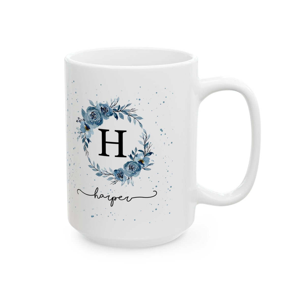 Personalized floral ceramic mug, custom flower tea cup,  floral design mug, Mother's Day gift, vibrant colors, dishwasher safe