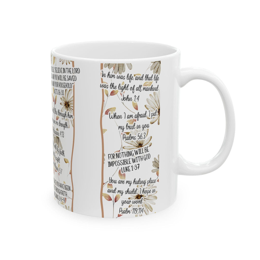 Inspirational Christian Ceramic Mug: Floral Faith-Based Coffee Cup