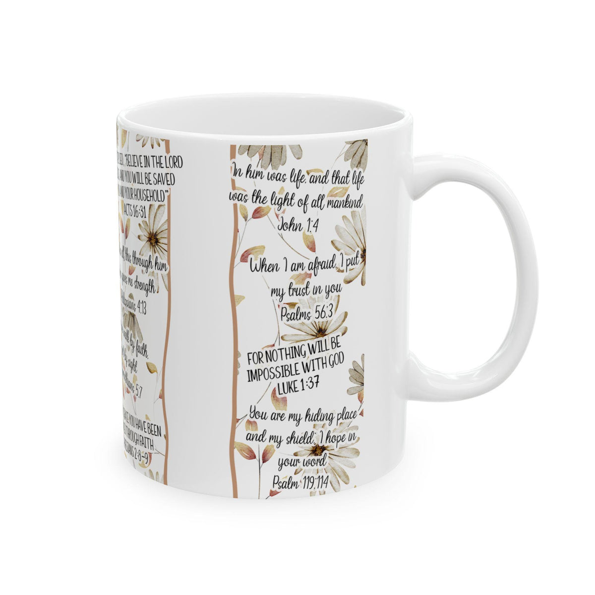 Inspirational Christian Ceramic Mug: Floral Faith-Based Coffee Cup