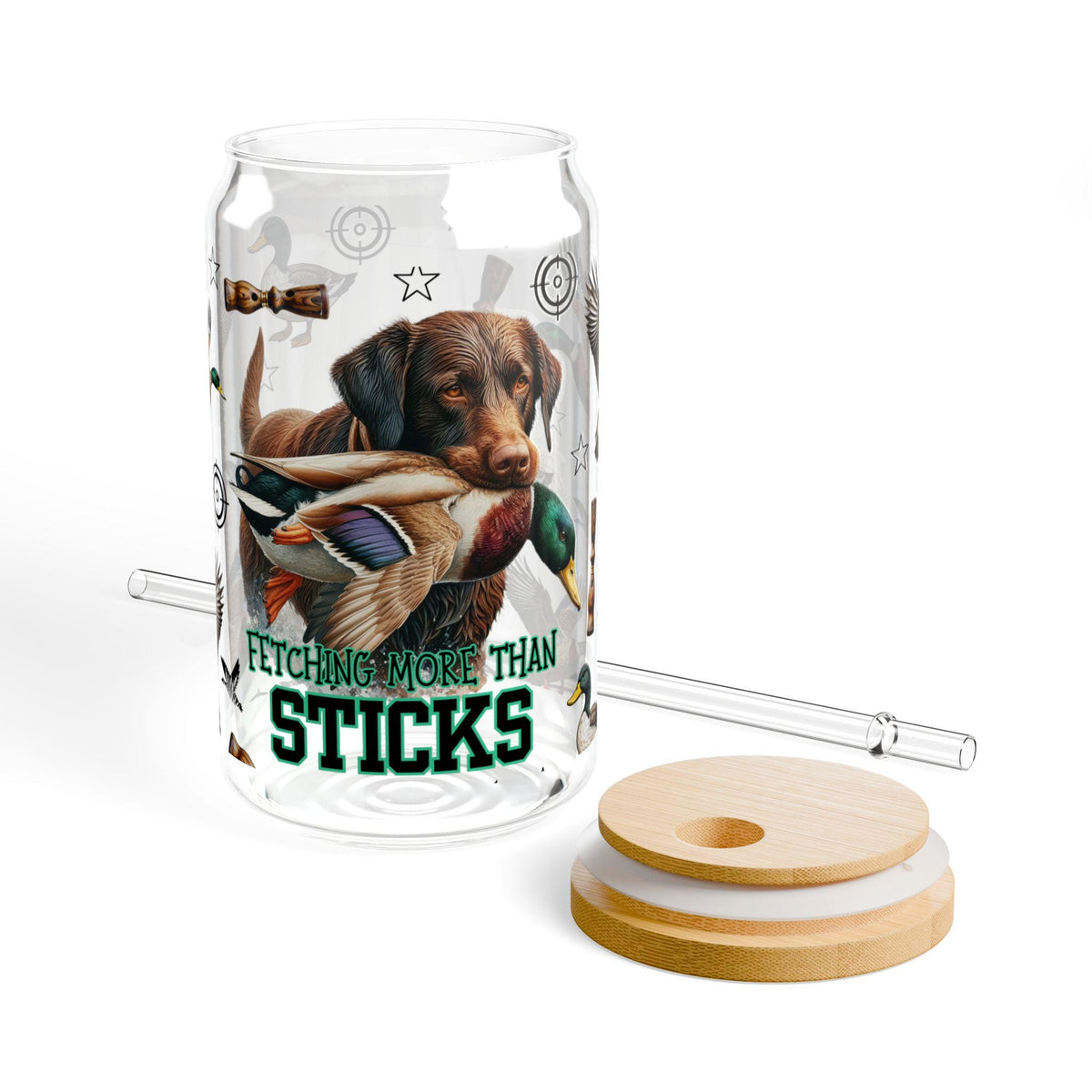Duck Hunting Illustration Sipper Glass | 16oz, Gift for Duck hunter, Duck hunting gift