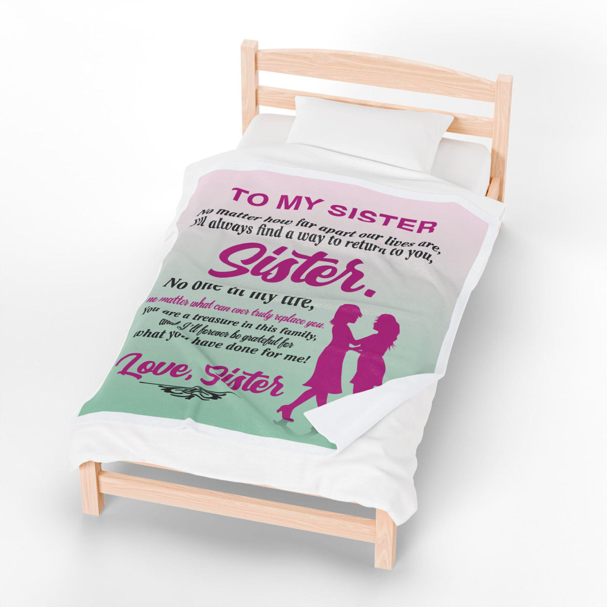 Sister Love Velveteen Blanket | Cozy Gift for Sister, Family Keepsake, Soft Plush Throw, Heartfelt Home Decor, Birthday Present