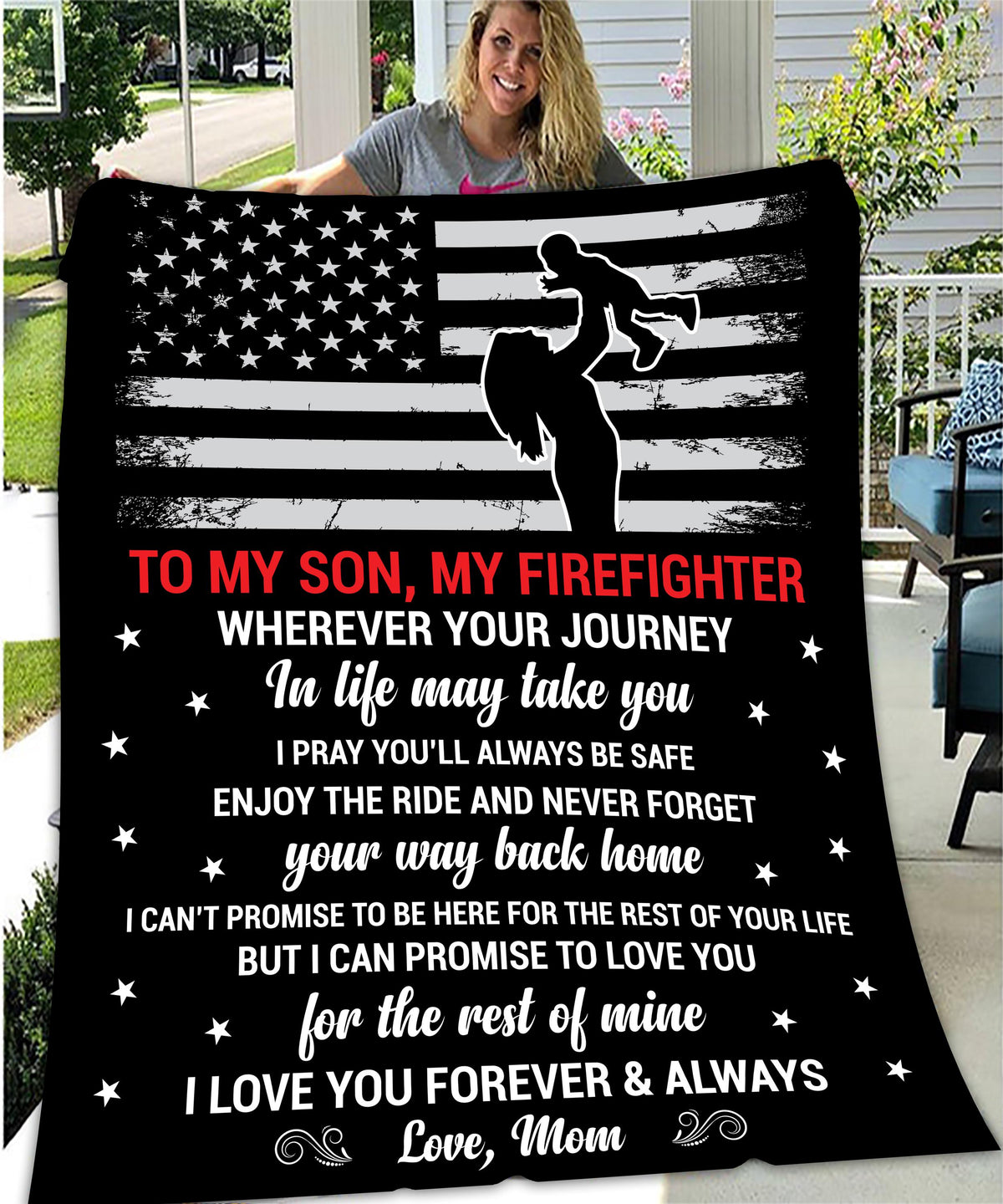 Inspirational Firefighter Blanket, Cozy Plush Throw for Sons, Gift for Son, Motivational Keepsake, Soft Home Decor