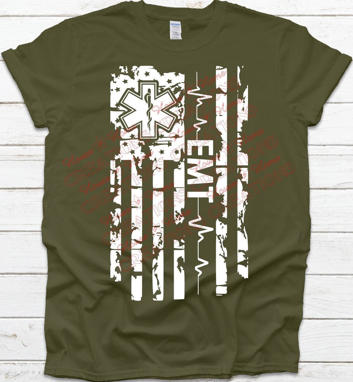 EMT Flag Shirt: Gildan Unisex Tee, Gift for EMT